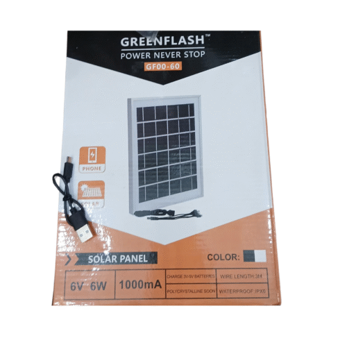 Greenflash GF00-60 6V 6W Waterproof Solar Panel with 3M Cable for Charging Phones, Fans & Small Devices