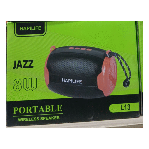 Hapilife Jazz L13 8W Portable Bluetooth Speaker with Deep Bass, FM Radio, Type-C Charging & Multi-Format Support