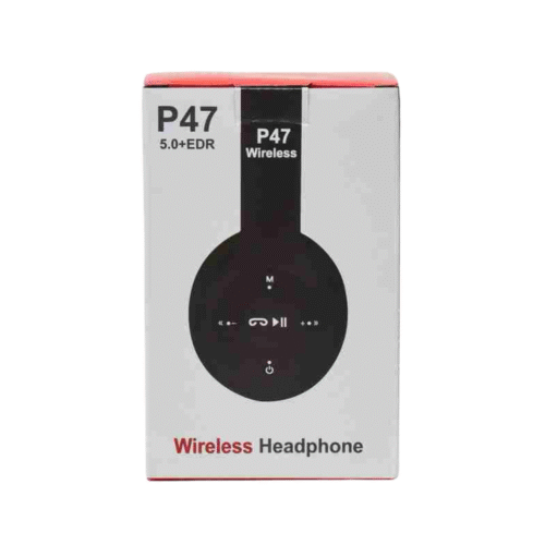 P47 Wireless Bluetooth 5.0+EDR Foldable Headphones with FM Radio, Line-In, Built-in Mic, Rechargeable Battery & Hands-Free Calling