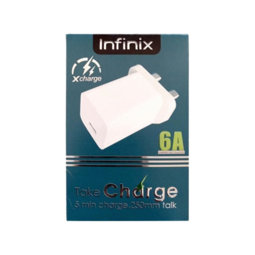 Infinix XCharge 6A Flash Fast Charger – Adaptive 6A Wall Charger for Rapid Charging of Infinix & USB-Compatible Devices