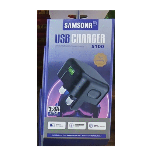 SAMSONR S100 100W Dual-Port USB & Type-C Fast Wall Charger – Universal Compatibility with Smart Charging Technology