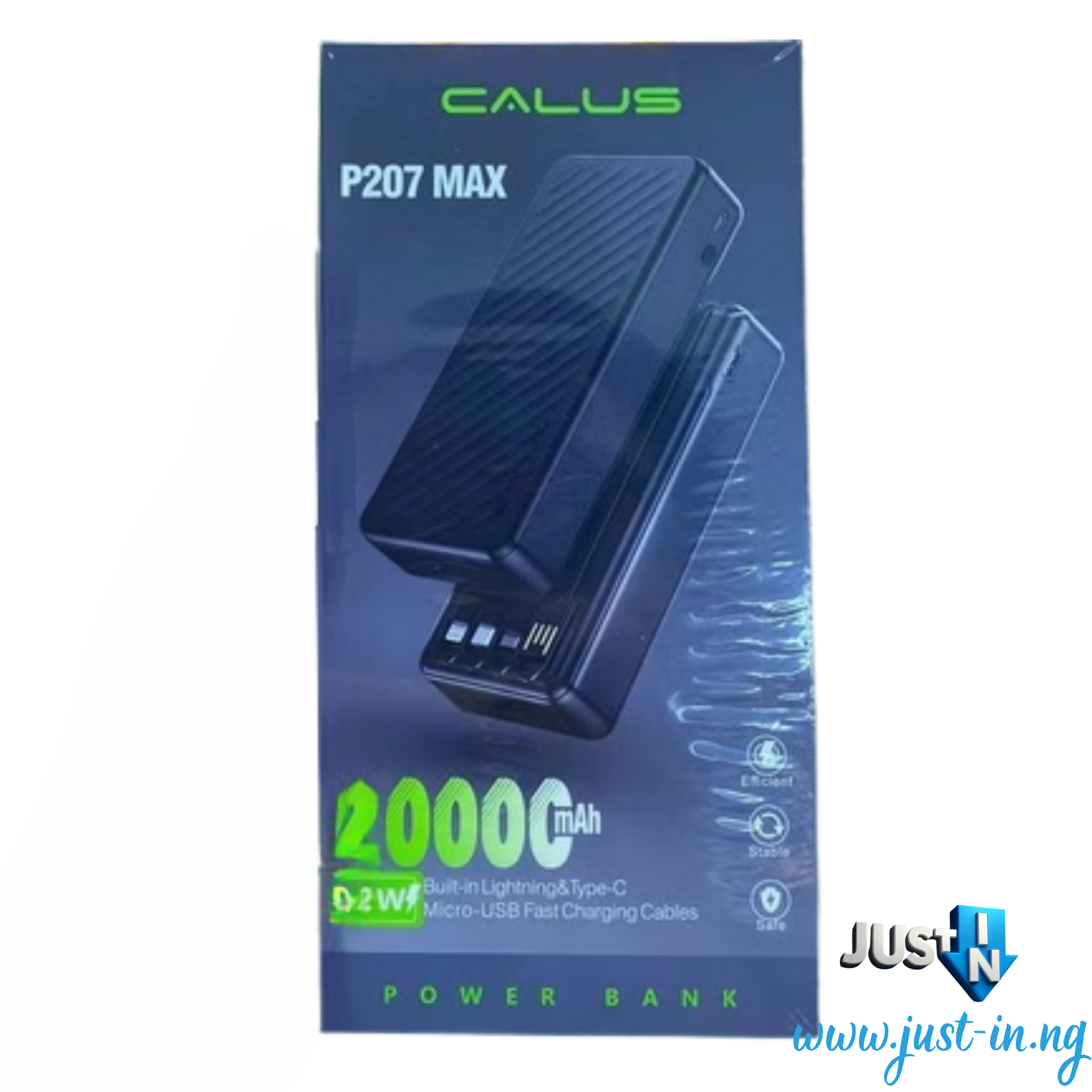 CALUS P207 Max 20000mAh Power Bank with Built-in Lightning_Type-C_Micro-USB Cables, Fast Charging, and Digital Display