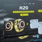 H20 Series 8 Smart Watch & Wireless Earphones Combo with Heart Rate Monitor, Sleep Tracker, Music Control & 7 Interchangeable Straps – Bluetooth Fitness Smartwatch for Android & iOS