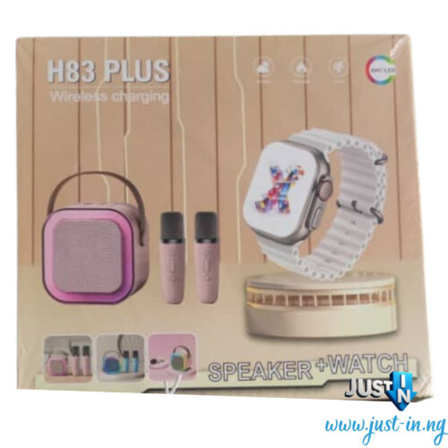 H83 PLUS 4-in-1 Combo – Smartwatch with 4 Straps, Wireless Karaoke Bluetooth Speaker & 2 Karaoke Microphones (Wireless Charging)