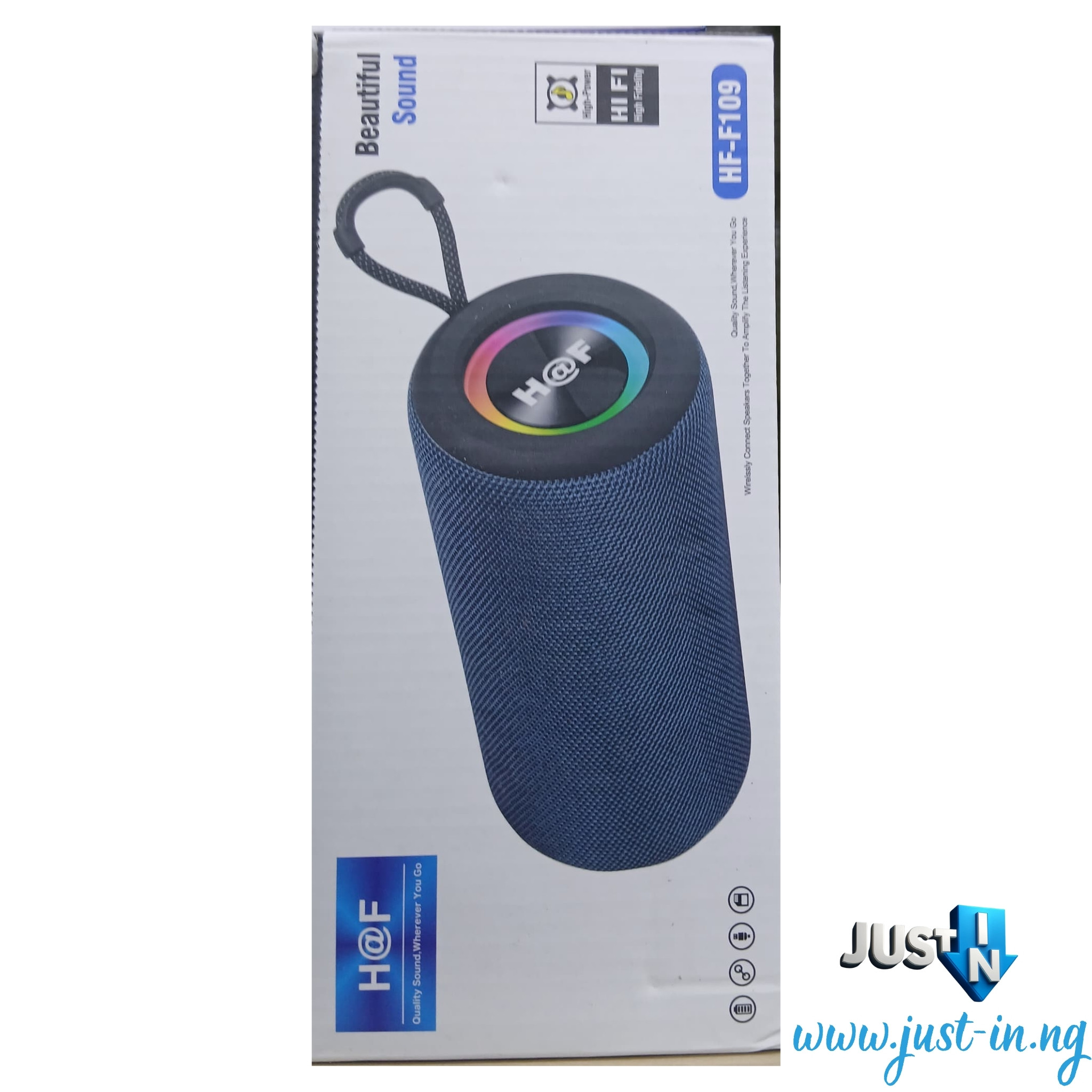 H@F HF-F109 Mini RGB Bluetooth Speaker with USB, TF, FM, AUX, TWS, and Mic Support – 1200mAh Battery