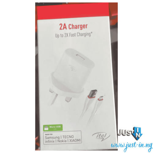 Itel 2A Fast Charger with Type C Cable – Up to 2X Faster Charging for Android Phones, Tablets, and Power Banks