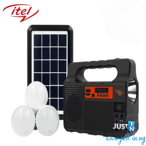 Itel H51 Solar Lighting and Entertainment System – 3 LED Bulbs, FM Radio, MP3, Bluetooth, 3600mAh Battery, USB & SD Card Support