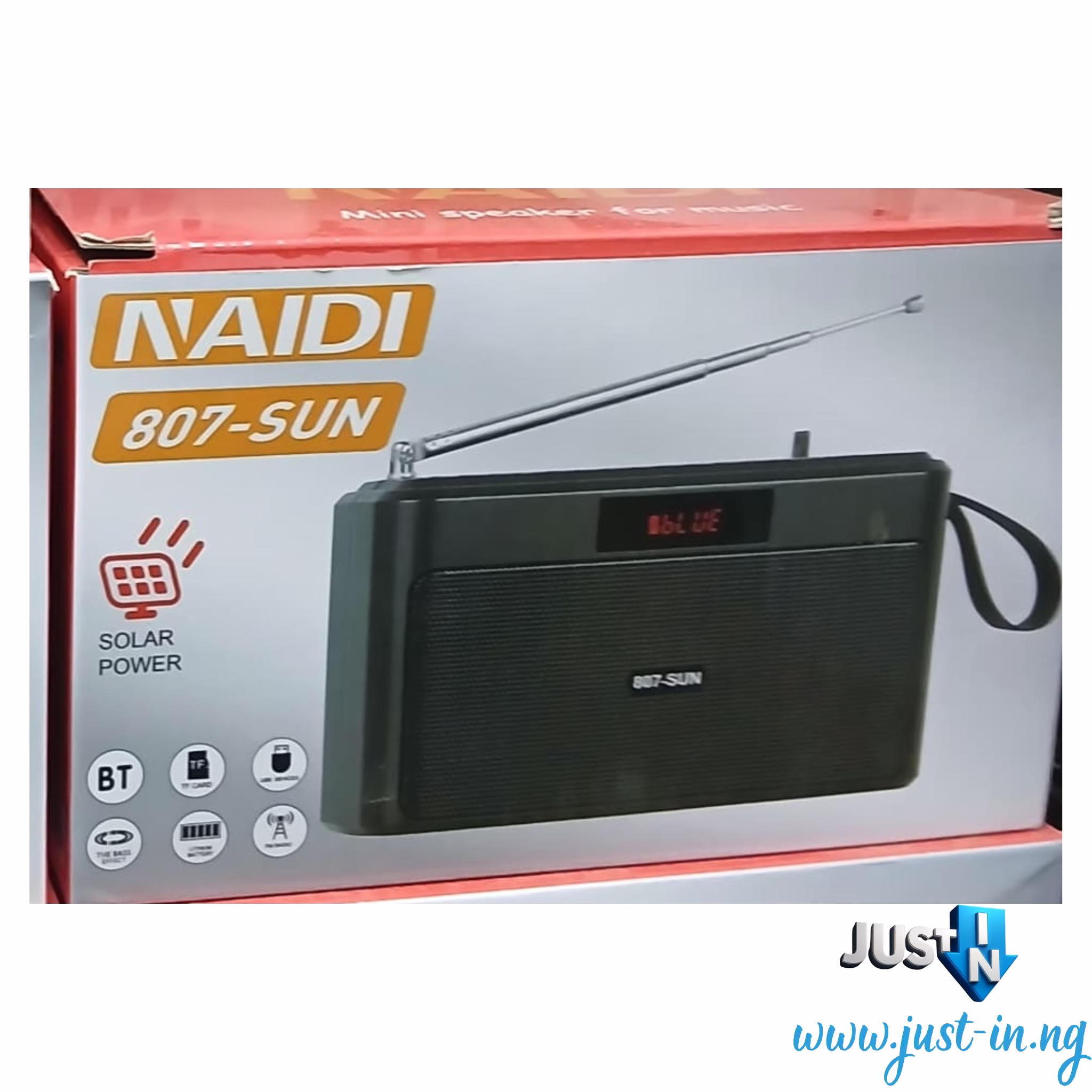 NAIDI 807-SUN Solar-Powered Portable Bluetooth Wireless Radio with Built-In Rechargeable Battery, Outdoor-Ready Design, and Likely AMFM Support – Ideal Emergency Radio for Off-Grid Audio, Wireless