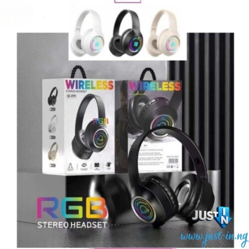 QC-B59 Wireless Over-Ear RGB Stereo Headset with Microphone and 35H Battery Life