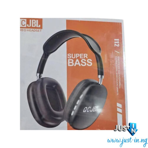 QCJBL Super Bass 112 Wireless Bluetooth On-Ear Headphones with Deep Bass, 40mm Drivers, Wired Option, and Padded Comfort Design
