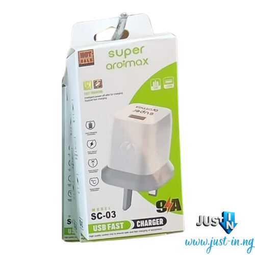 Super Aroimax SC-03 USB Fast Charger – 9A High-Speed UK Plug Adapter for Smartphones & Tablets
