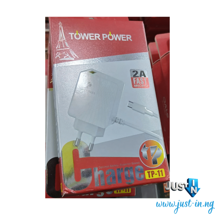 Tower Power TP-11 2A Micro USB Fast Charger with Cable – Rapid Charging Wall Adapter for Android Devices