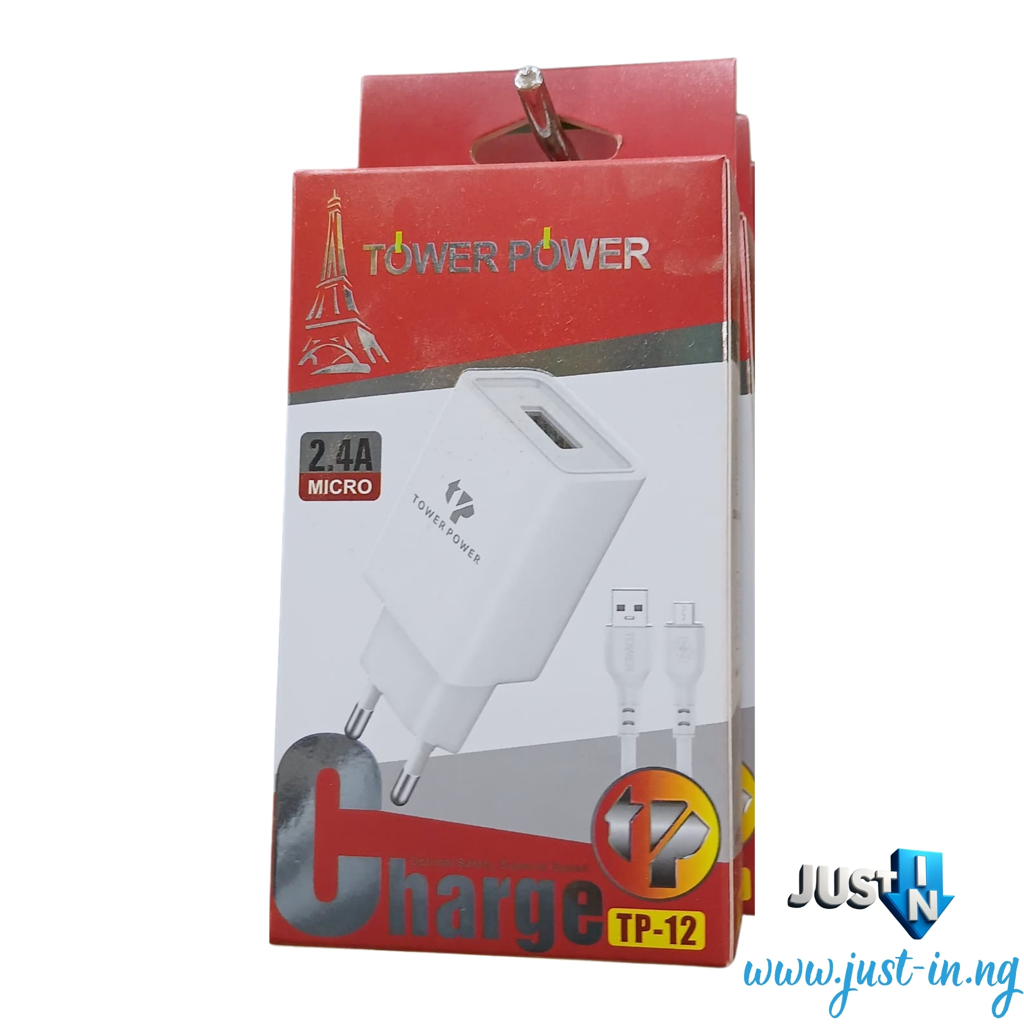 Tower Power TP-12 2.4A Fast Wall Charger with Micro USB Cable – Compact and Safe Charging Adapter for Android Devices