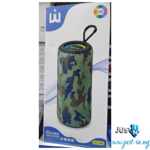 WUF-W35 Wireless Bluetooth Speaker – Camouflage Portable Speaker with 360° Stereo Sound, LED Lights & Hands-Free Calling