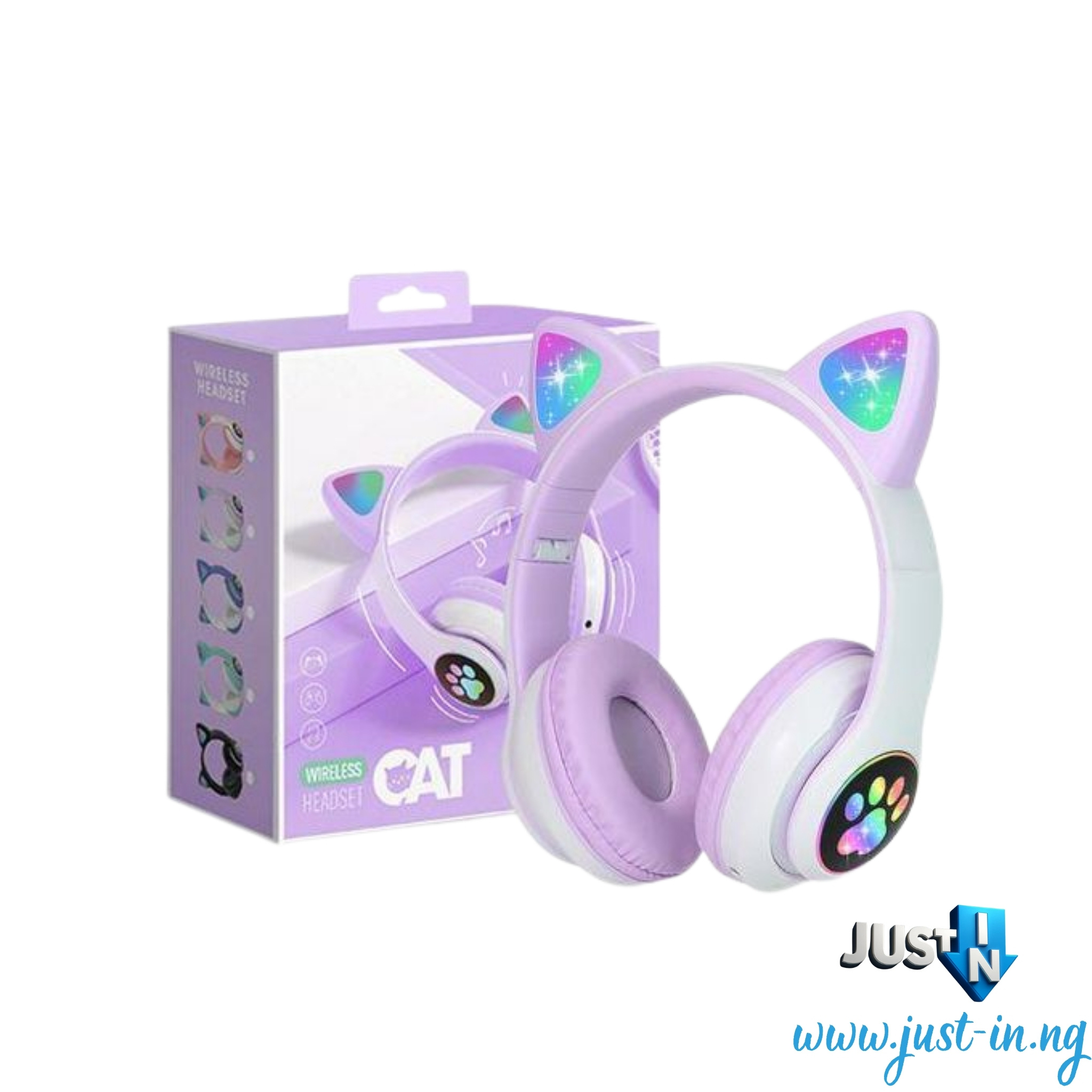 Wireless Cat Ear Bluetooth Headphones with LED Lights, Foldable Design, Built-in Mic, Aux Support & Long Battery Life for Kids and Teens